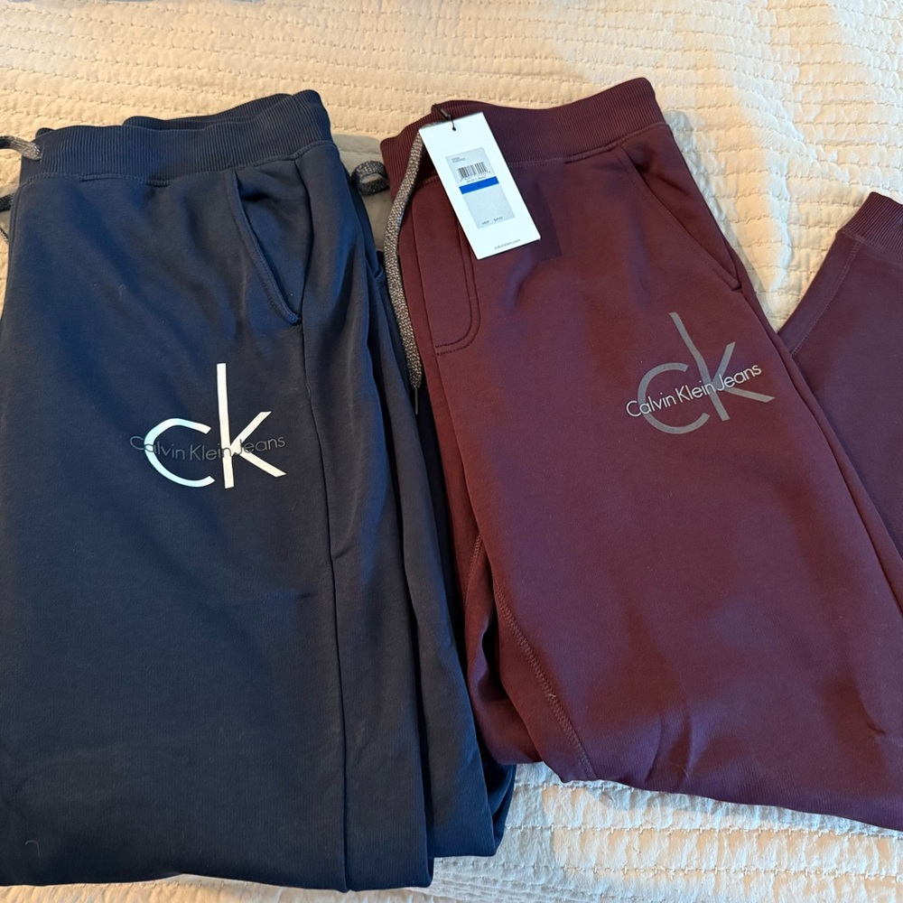 Calvin Klein Men’s Sweatpants - Blue and Burgundy
